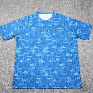 Silver Bait AOP Fishing Shirt Mens XL Blue Fish All Over Print S/S UPF 50+ Poly